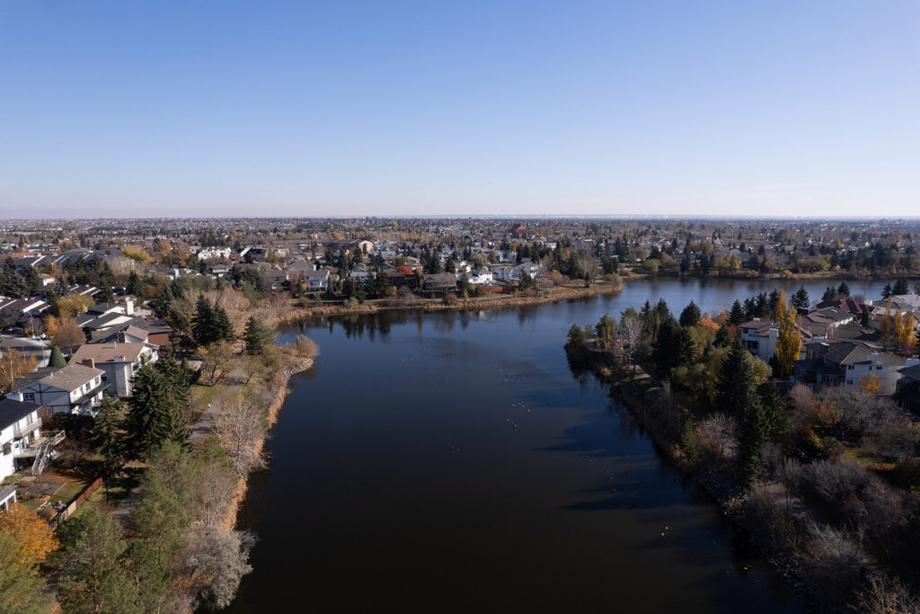 An aerial view of Beaumaris Lake.