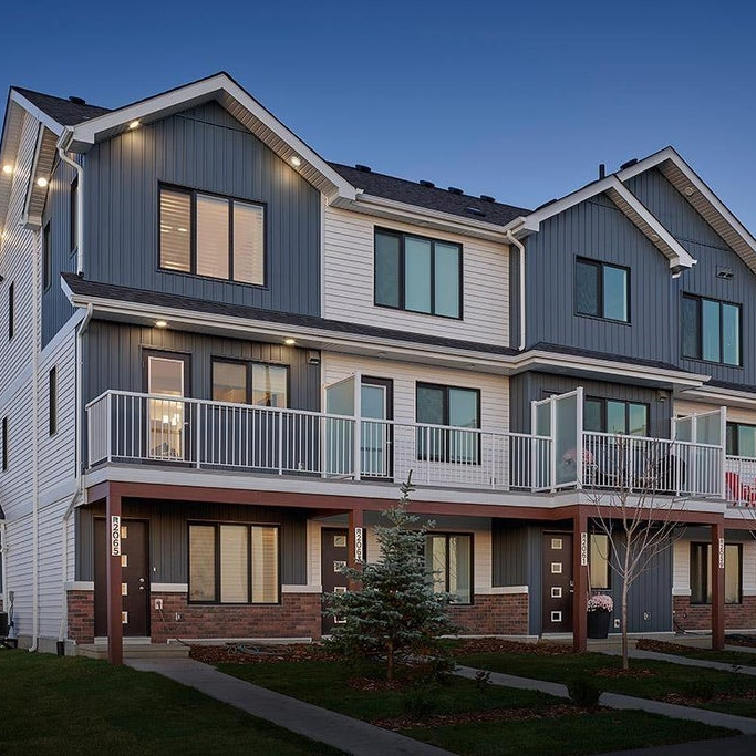 Exterior shot of a townhouse for sale in Central Edmonton.