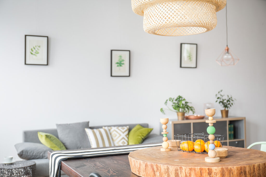 Living room with ceiling lamp