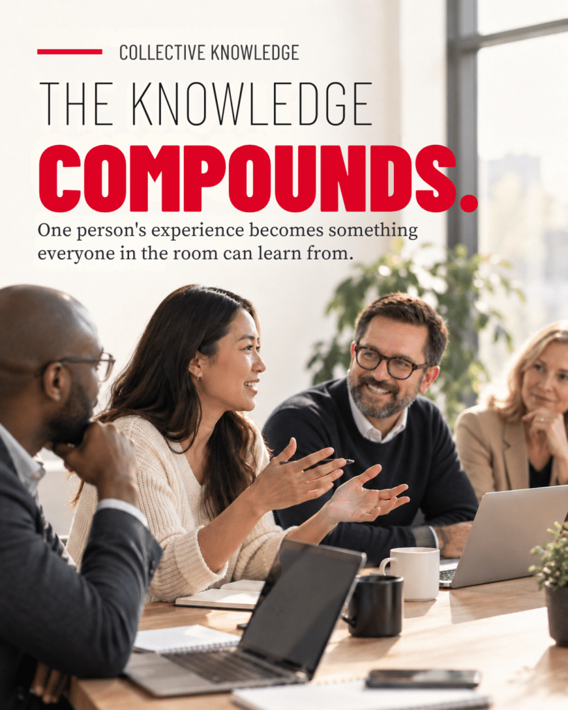 a documentary-style editorial image of a collaborative real estate brokerage meeting. Show a diverse group of adult real estate professionals around a meeting table discussing real work, with notebooks, laptops and natural conversation.