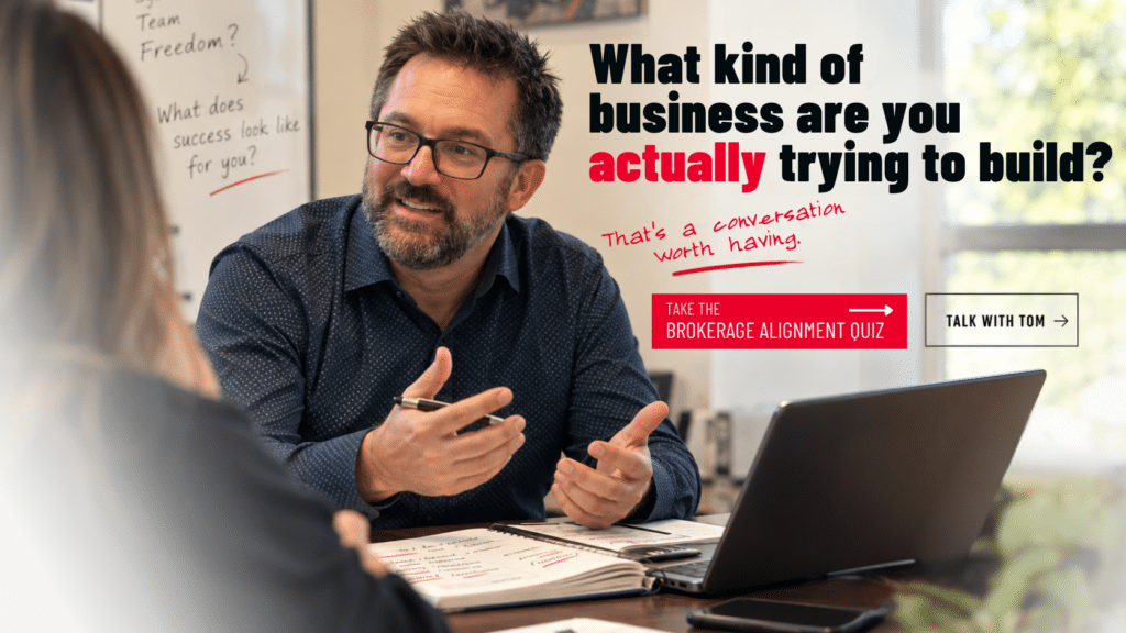 Tom Shearer in conversation across a desk with the question “What kind of business are you actually trying to build?”